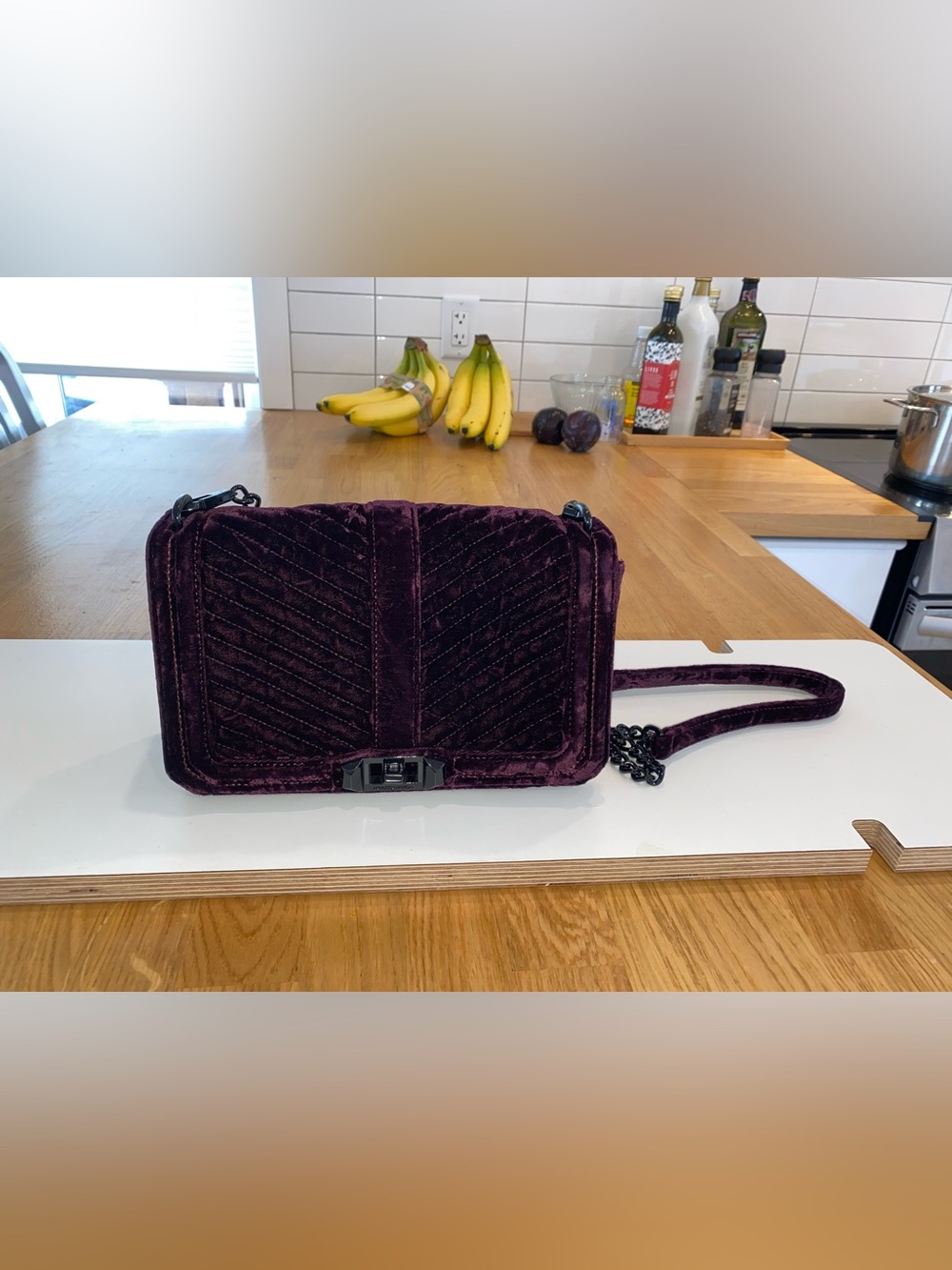 Rebecca Minkoff Purple Velvet Quilted Crossbody Bag - EXCELLENT CONDITION - Picture 2 of 9